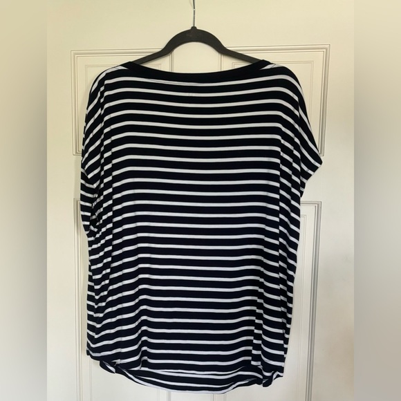 GAP Navy and white striped “luxe” tee. - Picture 2 of 4